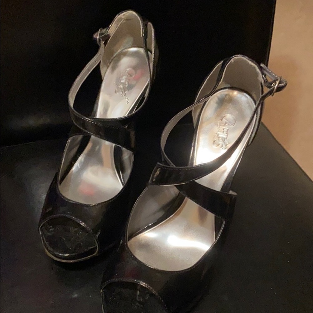 Carlos Santana Black Patent Believe Heels